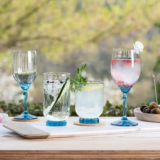 Set of (6) Florian 380ml Turquoise Wine Glasses